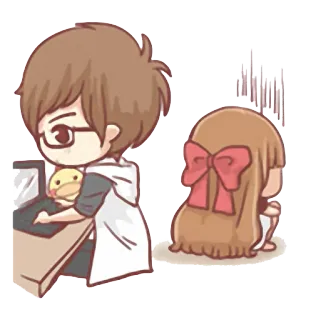 😒 Paar, Anime, Süß, Beziehung, Chibi, Cartoon telegram sticker