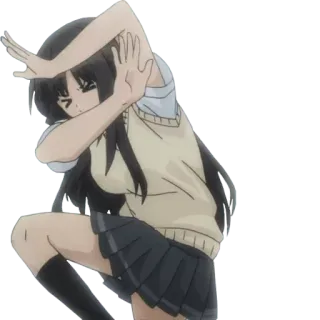 😰 Anime, Gadis, Seragam sekolah, Karakter, Pose, Manga telegram sticker