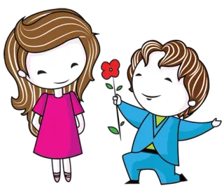❤ 만화, 사랑, 연애, 귀여운, 꽃, 커플 telegram sticker
