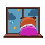 🌧 coruja, janela, chuva, outono, triste, tempo telegram sticker