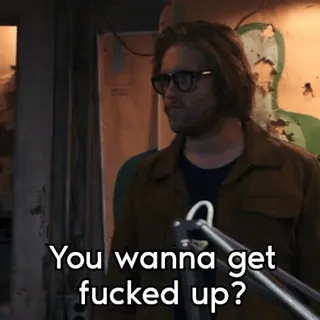 🚬 You wanna get fucked up? Mann, Waffe, Waffe, Ziel, Gewalt, beleidigend telegram sticker