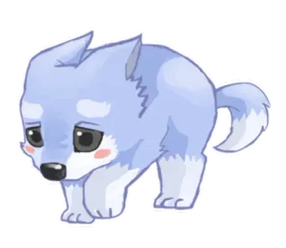 😔 волк, животное, милый, мультфильм, каваи telegram sticker