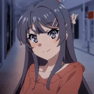 🙂 Mai Sakurajima Rascal Does Not Dream of Bunny Girl Senpai Anime, Meisje, Leuk, Mai Sakurajima, Rascal Does Not Dream of Bunny Girl Senpai, Karakter, Vrouwelijk telegram sticker