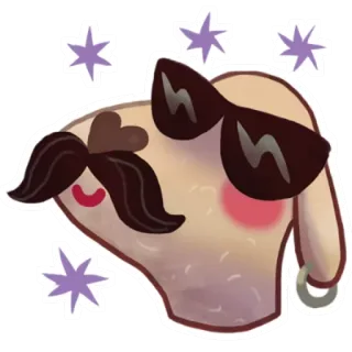 😎 oveja, gafas de sol, bigote, pendiente, lindo, guay, brillos whatsapp sticker