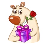 🎁 クマ, 漫画, ギフト, バラ, プレゼント, かわいい whatsapp sticker
