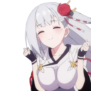 🥰 anime girl, character, sticker, white hair, smile, cute, manga, illustration whatsapp sticker