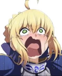 😭 Saber Fate/stay night อนิเมะ, ตกใจ, ตลก, รีแอค, ไวฟุ telegram sticker