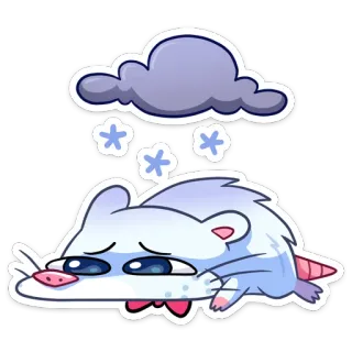 ❄️ Opossum, Awan, Sedih, Salju, Musim dingin, Binatang, Lucu whatsapp sticker