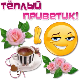 👋 Тёплый приветик! saluto, rose, caffè, emoji, carino telegram sticker