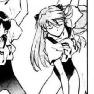 👾 Asuka Langley Soryu Neon Genesis Evangelion anime, manga, japanese animation, character, illustration, black and white telegram sticker
