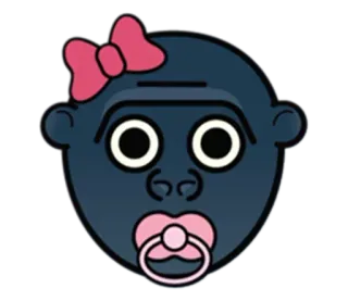 🦍 เด็ก, กอริลลา, โบว์, จุกนม, สัตว์, การ์ตูน telegram sticker