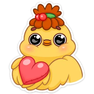 ❤️ oiseau, amour, coeur, dessin animé, mignon, jaune telegram sticker