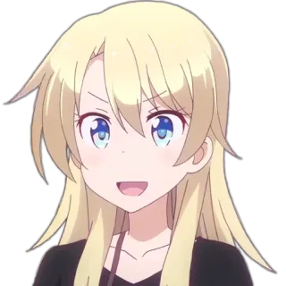 😄 anime, personagem, garota, desenho animado, cabelo loiro, sorrindo telegram sticker