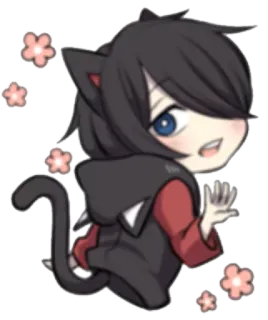 😄 Чиби, Аниме, Кошачьи ушки, Каваи, Милый whatsapp sticker