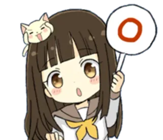 😯 Dziewczyna anime, Kot, Chibi, Słodkie, Ilustracja, Naklejka telegram sticker