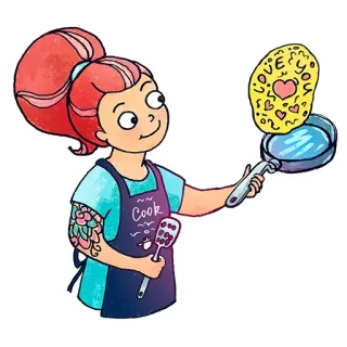 😉 LOVE YOU готовка, блинчики, любовь, милый, фартук, сердце, завтрак whatsapp sticker