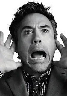 😫 Robert Downey Jr. fear, surprise, actor, scared, upset telegram sticker