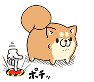 🐶 ポチッ Hund, Shiba Inu, Button, Cartoon, süß, Tier telegram sticker