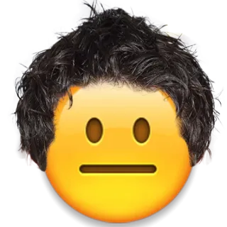 😐 emoji, face, hair, neutral, expression, digital art telegram sticker