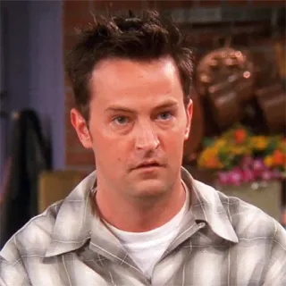 😯 Chandler Bing Friends Chandler Bing, Friends, Matthew Perry, Sitcom, Télévision, Personnage telegram sticker