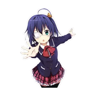 😲 อนิเมะสาว, น่ารัก, ชุดนักเรียน, ตาเดียว, แผ่นปะ telegram sticker