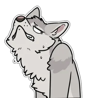 🦮 wolf, dier, cartoon, grijs, harig telegram sticker