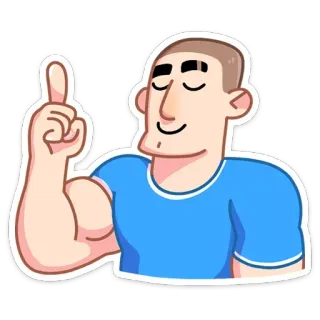 ☝️ Mann, Finger, Geste, Zeigen, Muskel, Cartoon telegram sticker