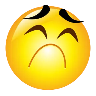 😩 Emoji, Triste, Malheureux, Jaune, Dessin animé, Visage, Expression whatsapp sticker