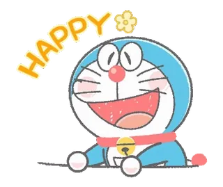 💬 Doraemon HAPPY mèo, hoạt hình, robot, vui vẻ, anime telegram sticker