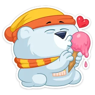 🍡 クマ, アイスクリーム, 漫画, ステッカー, かわいい, ハート, 愛 telegram sticker