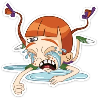 😭 crying, sad, upset, cartoon, girl, illustration, emotion telegram sticker