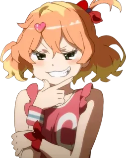 😏 动漫, 角色, 卡通, 女孩, 微笑, 坏笑 telegram sticker