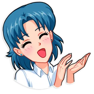👏 anime, cartoon, woman, happy, smile telegram sticker