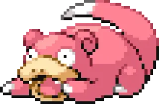😊 Slowpoke Pokemon Слоупок, Покемон, Видеоигра, Персонаж, Милый, Розовый telegram sticker