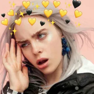🤯 Billie Eilish singer, pop star, celebrity, hearts, stars telegram sticker