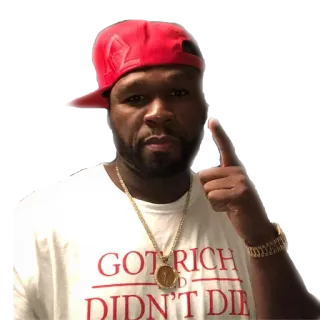 👆 50 Cent GOT RICH
DIDN'T DIE
TRYING Rapper, Muzikant, Beroemdheid, 50 Cent, Rode hoed, Ketting, Rijk geworden, Niet dood gegaan telegram sticker