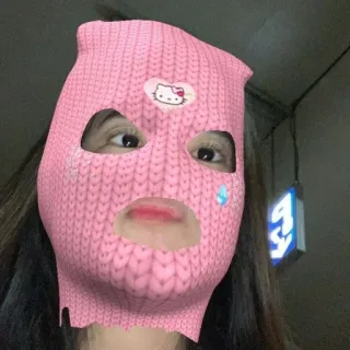 🤹‍♀ masker ski, balaclava, hello kitty, merah muda, filter wajah telegram sticker