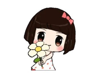 🌸 Blume, süß, Mädchen, Cartoon, Schleife, kawaii telegram sticker