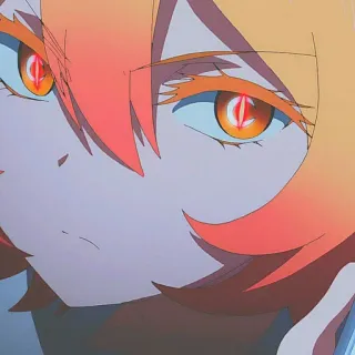 😒 anime, orange hair, red eyes, character, manga, close-up, portrait telegram sticker