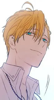 😏 man, portrait, anime, manga, blonde, blue eyes, illustration telegram sticker