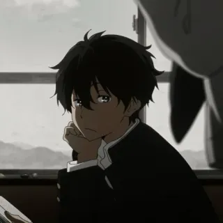 🍪 anime, boy, student, pensive, black hair telegram sticker