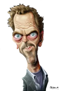 👁 Gregory House House Карикатура, Доктор Хаус, ТВ шоу, Медицинская драма, Врач, Хью Лори telegram sticker