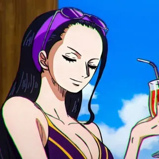 😌 Nico Robin One Piece Anime, Frau, Getränk, Robin, Nico, One Piece telegram sticker