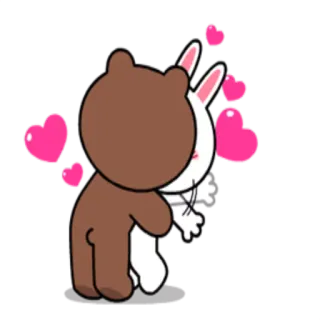 💋 orso, coniglio, amore, abbraccio, cartone animato, carino, cuore, romantico whatsapp sticker
