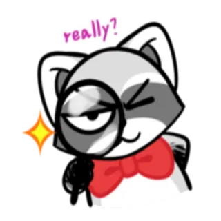 🔎 really? енот, животное, лупа, милый, наклейка telegram sticker