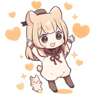 🥳 애니메이션, 카와이, 귀여운, 만화, 치비, 캐릭터, 스티커 telegram sticker