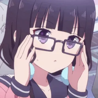 💕 anime, girl, eyeglasses, cute, cartoon telegram sticker