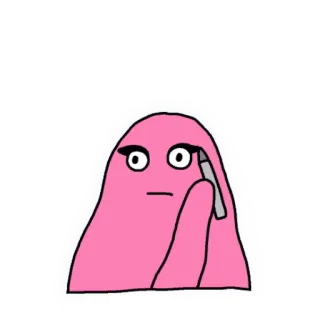 🙂 ピンク, ブロブ, アイライナー, メイク, 漫画, 美容 telegram sticker