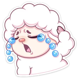 😭 овца, грустный, плачущий, мультфильм, стикер, животное telegram sticker