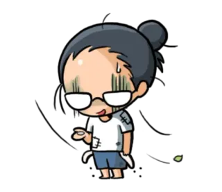 😞 卡通, 角色, 伤心, 受伤, 眼镜, 动漫 telegram sticker